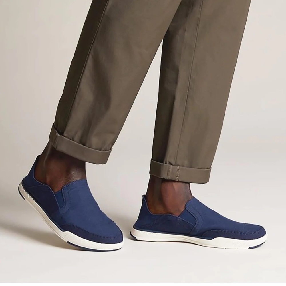 Men's Clarks Cloudsteppers Step Isle Row Navy Canvas size 7.5